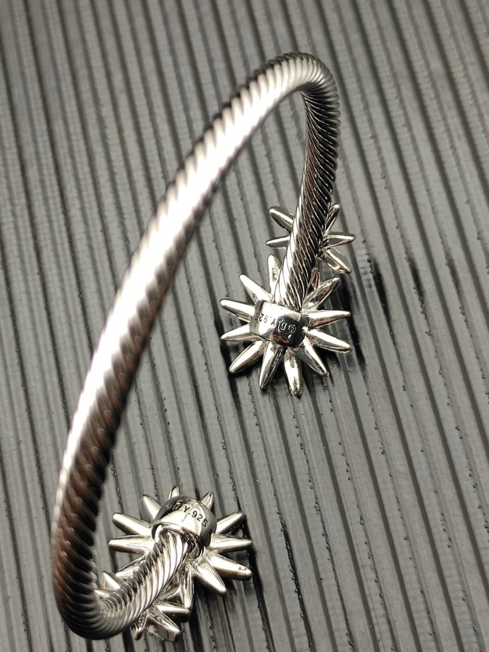 David Yurman Silver Starburst Cable Cuff Bracelet - Picture 2 of 6